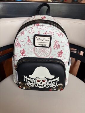 Loungefly Disney Parks White and Red Pirate Skull Mini Backpack